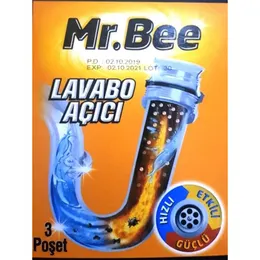 Mr. Bee Lavabo ve Gider Açıcı 3 x 70 gr - Tıkanıklık Giderici Granül Temizleyici
