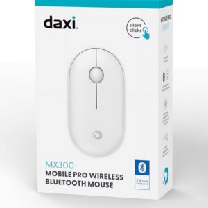 Daxi MX300 Mobile Pro Beyaz Sessiz Kablosuz Mouse – Bluetooth & 2.4GHz Dual Bağlantı