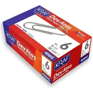 Kraf Dev Ataş No:6 – 6 cm 30’lu Paket Metal Ofis Ataşları