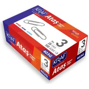 Kraf Ataş No:3 28 mm (100 Adet) – 403G Metal Büro Ataşları
