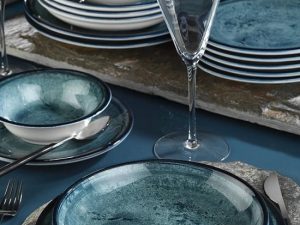 Kütahya Porselen Blue Stone Nano Krem 24 Parça 6 Kişilik Yemek Takımı - Şık ve Dayanıklı Porselen Set