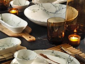 Kütahya Porselen Marble 30 Parça 6 Kişilik Porselen Yemek Seti – Şık ve Modern Tasarım