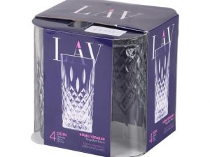 Lav Odin 4'lü Meşrubat Bardağı Seti – 356 cc Cam Bardak, Modern Tasarım