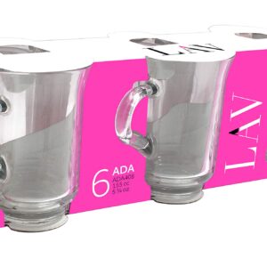 Lav Ada 6'lı Kulplu Çay Bardağı Seti – Şık ve Kullanışlı Cam Kupa Tasarımı