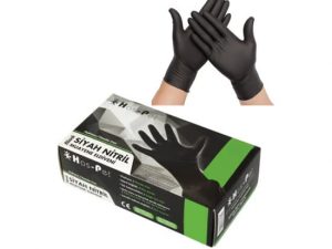 Haspet Nitril Pudrasız Muayene Eldiveni Siyah - M Beden (100'lü)