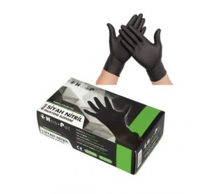 Haspet Nitril Pudrasız Muayene Eldiveni Siyah - M Beden (100'lü)