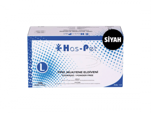 Haspet Vinil Pudrasız Muayene Eldiveni Siyah - L Beden (100'lü)