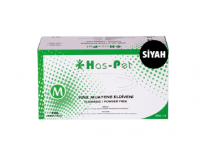 Haspet Vinil Pudrasız Muayene Eldiveni Siyah - M Beden (100'lü)