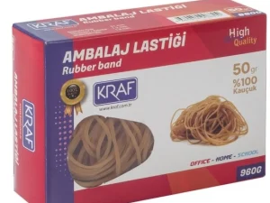 KRAF Ambalaj Lastiği %100 Kauçuk - 50 gr x 960 gr, Renkli Paket Lastiği, Esnek ve Dayanıklı
