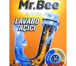 Mr. Bee Lavabo ve Gider Açıcı 3 x 70 gr - Tıkanıklık Giderici Granül Temizleyici