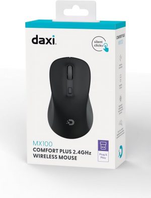 Daxi MX100 Sessiz Kablosuz Mouse – 2.4GHz Wireless, Ayarlanabilir DPI, Tak-Çalıştır
