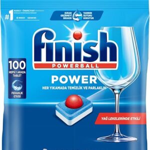 Finish Power Hepsi Bir Arada Bulaşık Makinesi Tableti 100’lü – Güçlü Temizlik ve Parlaklık Teknolojisi