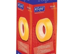 Kraf Selobant Büro Bandı 12 mm x 33 m - 12’li Kutu, Şeffaf, Ofis ve Kırtasiye Kullanımı İçin