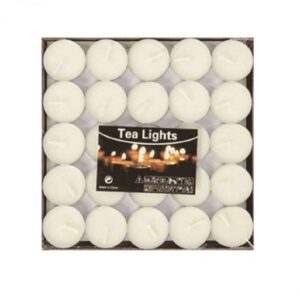 25'li Beyaz Tea Light Mum - Uzun Ömürlü, Kokusuz ve Duman Yapmaz
