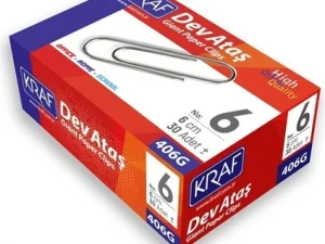 Kraf Dev Ataş No:6 – 6 cm 30’lu Paket Metal Ofis Ataşları