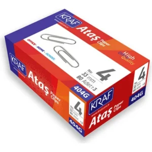 Kraf Ataş No:4 33 mm (80 Adet) – 404G Metal Büro Ataşları
