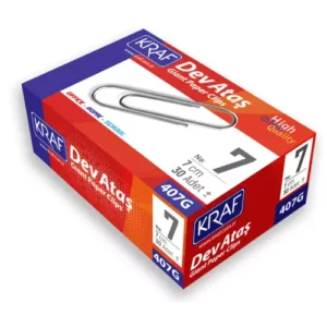 Kraf Ataş No:7 – 7 cm 25’li Paket Metal Ofis Ataşları 407G