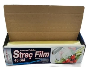 AGM Life Polietilen Gıda Streç Film Şeffaf 45 cm x 150 m – Kutulu ve Kesici Bıçaklı Profesyonel Streç Film