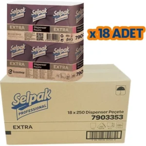 Selpak Dispenser Peçete 250 Yaprak – 18 Paket Ekonomik Set