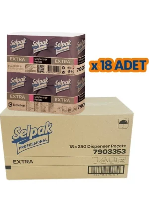 Selpak Dispenser Peçete 250 Yaprak – 18 Paket Ekonomik Set