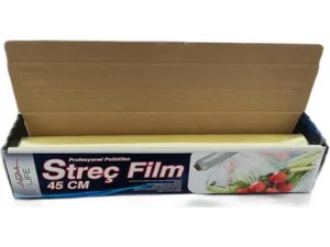 AGM Life Polietilen Gıda Streç Film Şeffaf 45 cm x 300 m – Kutulu & Bıçaklı 9’lu Paket