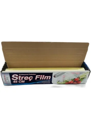 AGM Life Polietilen Gıda Streç Film Şeffaf 45 cm x 300 m – Kutulu & Bıçaklı 9’lu Paket